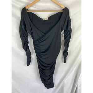 NWT Open Edit V Neck Ruched Bodycon Dress Size Medium